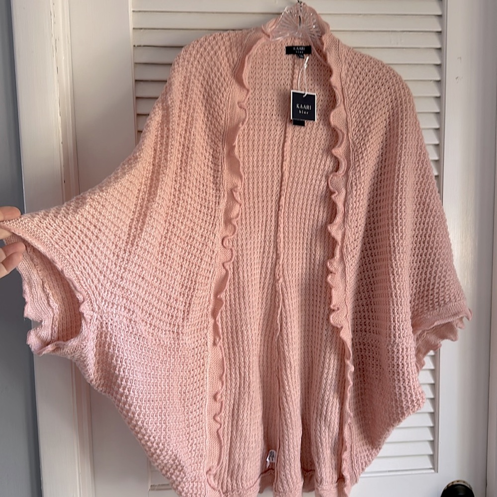 Kaari Blue Knit Pinksweet Poncho Cardigan NWT, Size M - Picture 3 of 9